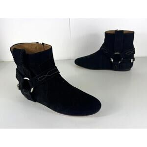 ISABEL MARANT Etoile Suede Ralf Gaucho Ankle Booties Black EU 36 US 6